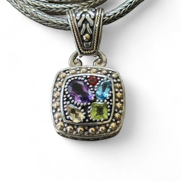 EFFY Silver 18K Gold Accent Multi Gemstone Necklace - Picture 1 of 11